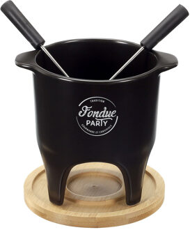 Chocolade of kaas fondue - met 2 vorken - zwart - porselein - voor 2 personen