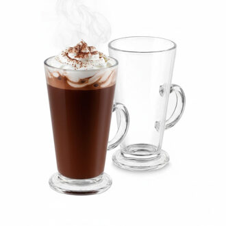 Chocolademelk glazen - transparant glas - 4x stuks - 280 ml - warme chocomelk