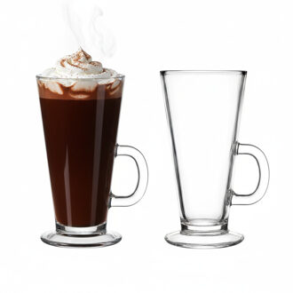 Chocolademelk glazen - transparant glas - 6x stuks - 250 ml - warme chocomelk