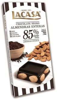 Chocolate tablet 85% cocoa with whole almonds