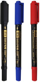 Chosch Twin Tip Permanente Marker Pen Verf Marker Pennen Fijne Punt Waterdichte Inkt Blauw Rode Inkt Voor Tekening Student levert 3stk Asst