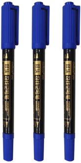 Chosch Twin Tip Permanente Marker Pen Verf Marker Pennen Fijne Punt Waterdichte Inkt Blauw Rode Inkt Voor Tekening Student levert 3stk blauw