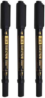 Chosch Twin Tip Permanente Marker Pen Verf Marker Pennen Fijne Punt Waterdichte Inkt Blauw Rode Inkt Voor Tekening Student levert 3stk zwart