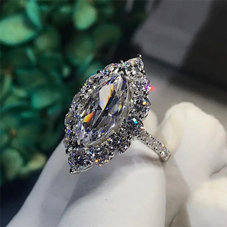 Choucong Brand New Vintage Jewelry 925 Sterling Silver Marquise Cut White Clear AAAAA Cubic Zircon Promise Women Wedding Ring