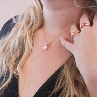 Chris Pearl hangers - Oostenrijks kristal Wit en roségoud