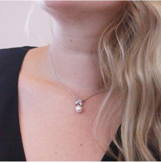 Chris Pearl hangers - Oostenrijks kristal Wit Zilver - One Size