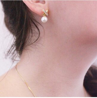 Chris Pearl Oorbellen - Oostenrijkse parel van zeer hoge kwaliteit Wit & Goud - One Size