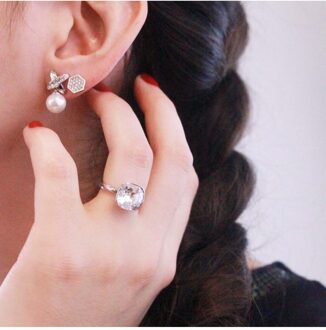 Chris Pearl Oorbellen - Oostenrijkse parel van zeer hoge kwaliteit Wit Zilver - One Size