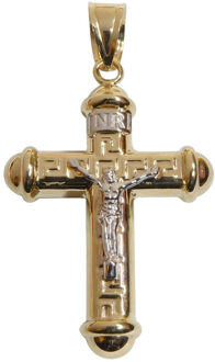 Christian 14 karaat bicolor gouden kruis hanger Geel Goud - One size