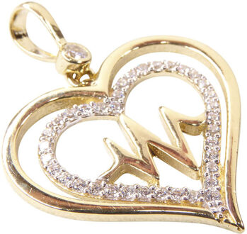 Christian 14 karaat gouden hartslag hanger met zirkonia Geel Goud - One size