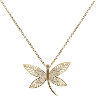 Christian 14 karaat gouden zirkonia vlinder hanger Geel Goud - One size