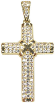 Christian 14 karaat zirkonia kruis Geel Goud - One size
