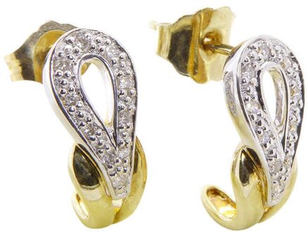 Christian Bicolor diamanten oorstekers Geel Goud - One size