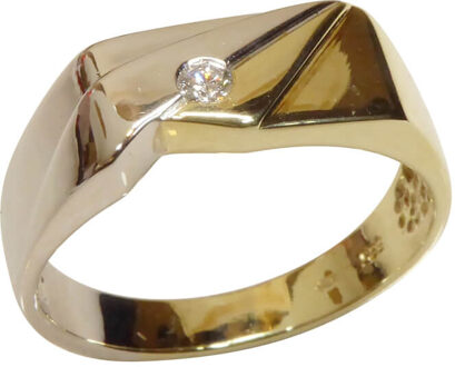 Christian Bicolor gouden cachet ring met reliëf Geel Goud - One size