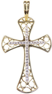 Christian Bicolor gouden kruis met zirkonia Geel Goud - One size