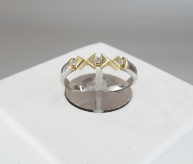 Christian Bicolor gouden ring met 3 diamanten Geel Goud - One size