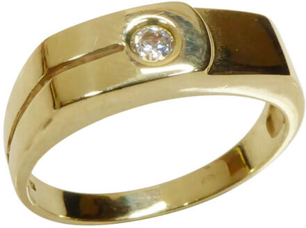 Christian Gouden cachet ring met zirkonia Geel Goud - One size