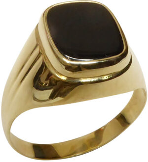 Christian Gouden cachet ring met zwarte lagensteen Geel Goud - One size