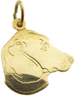 Christian Gouden hond hoofd hanger Geel Goud - One size