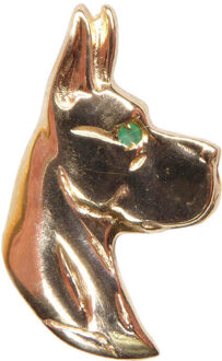 Christian Gouden hond met smaragd Geel Goud - One size