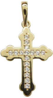 Christian Gouden kruis hanger modern Geel Goud - One size