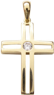 Christian Gouden kruis met solitaire zirkonia Geel Goud - One size