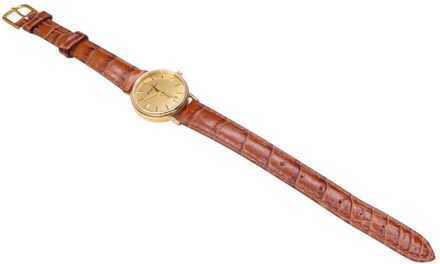 Christian Gouden memento horloge met leren band Geel Goud - One size