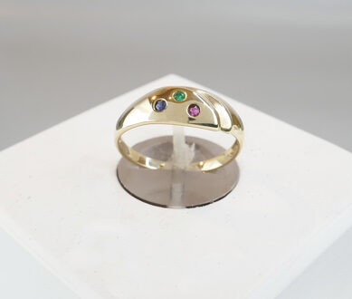Christian Gouden ring met saffier, robijn en smaragd Geel Goud - One size