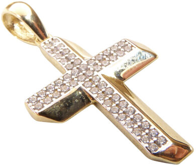Christian Gouden zirkonia kruis Geel Goud - One size