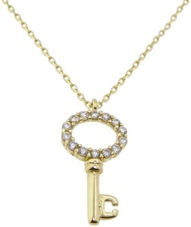 Christian Gouden zirkonia sleutel hanger Geel Goud - One size