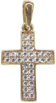 Christian Kruis hanger met zirkonia Geel Goud - One size