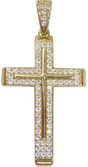 Christian Kruis met zirkonia Geel Goud - One size