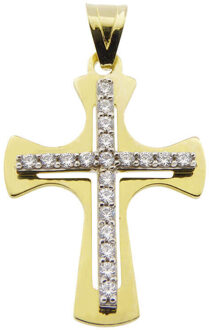 Christian Kruis met zirkonia's Geel Goud - One size