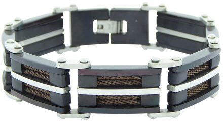 Christian Leather and steel bracelet Geel Goud - One size
