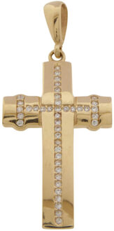 Christian Rose gouden kruis met zirkonia Rosé Goud - One size