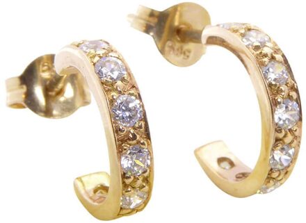 Christian Rose gouden oorstekers met zirkonia Geel Goud - One size