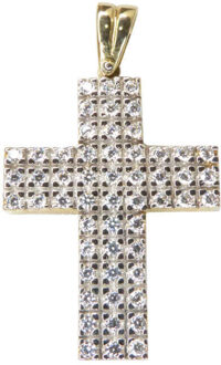 Christian Wit en geel gouden kruis met zirkonia Wit Goud - One size