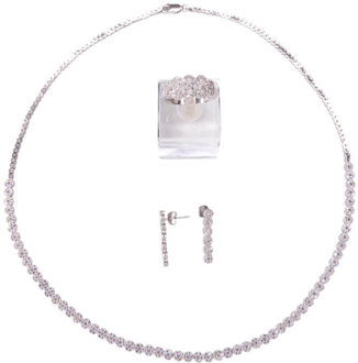 Christian Zilveren collier, oorbellen en ring Geel Goud - One size