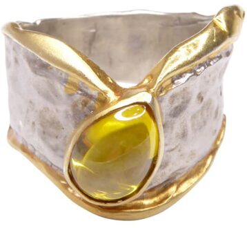 Christian Zilveren double ring met citrien Geel Goud - One size