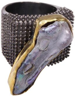 Christian Zilveren ring met parelmoer Geel Goud - One size
