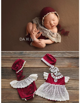 Christmas clothes newborn baby photography accessories children photo shoot lace clothes props lace dress costume suit