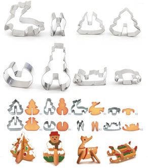 Christmas Cookie Cutters Xmas Tree Star House Biscuit Mold Fondant Cake Decorating Cookie Tools 2020 New Year Decor 8 Pcs