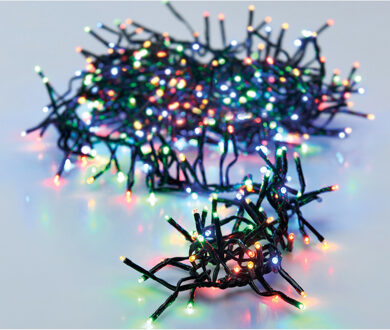 Christmas Decoration Cluster lichtsnoeren gekleurd-2x -140cm -192 leds - Kerstverlichting kerstboom Zwart