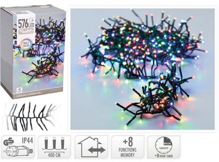 Christmas Decoration clusterlichtjes gekleurd -420 cm -576 leds - Kerstverlichting kerstboom Zwart