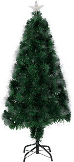 Christmas Decoration Fiber kerstboom - ster/lampjes/piek - 60 cm - Kunstkerstboom Wit