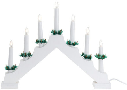 Christmas Decoration kaarsenbrug - wit - 41 x 6 x 30 cm - hout - kerstverlichting figuur