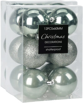 Christmas Decoration kerstballen 24x -mintgroen-6 cm -kunststof - Kerstbal