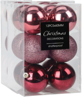 Christmas Decoration kerstballen 24x -roze-6 cm -kunststof - Kerstbal