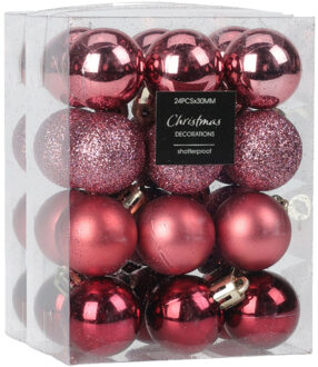 Christmas Decoration kerstballen 32x -roze-5 cm -kunststof - Kerstbal