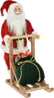 Christmas Decoration Kerstman pop - op slee - H45 cm - rood - Kerstman pop